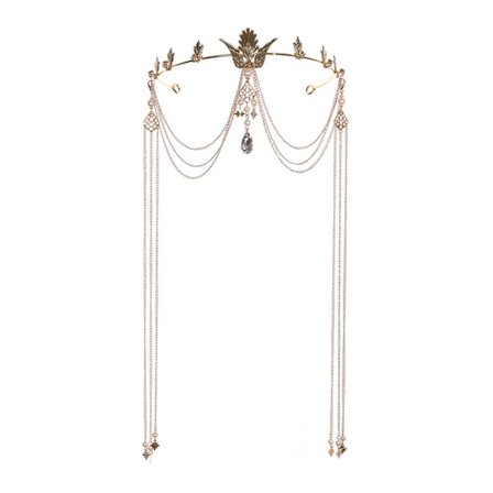 Hanfu Hårkrone Hovedbeklædning Kvast Hårbånd Vanddråbe Pande Ornament Pige Hår Tilbehør Kvast Kæde Krone til Kvinder