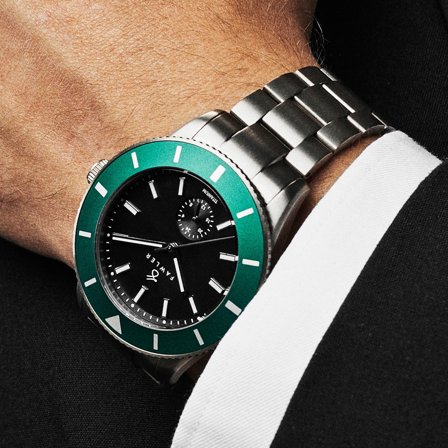 Makalu | Reloj de buceo de titanio cepillado verde para hombres - Relojes de pulsera