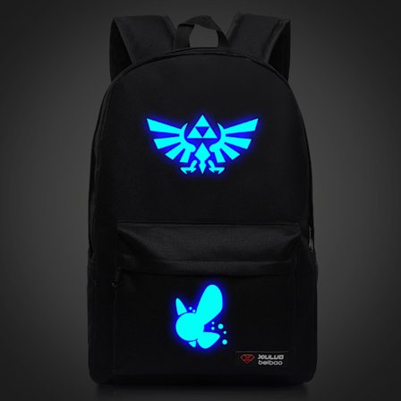 Zelda Legend Ryggsäck Ryggsäck Svart Blå Glow