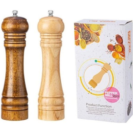 Peber- og saltkværn - Ikke specificeret - 20 cm - Egetræ - Keramisk rotor - 2 stk.
