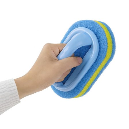 Baderomsrengjøringsbørste, egnet for rengjøring av kjøkken, badekar og toalett; multifunksjonell dusjsvampbørste med ergonomisk håndtak.