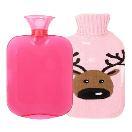 Kuumvesipullo Pehmeällä Peitteellä 2l Sänkyyn Pehmeä Fleece-Peite Lämpöä Tarjoava Lahja
