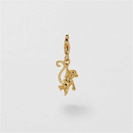 Monkey Charm - 24K GULDPLÄTERAT STERLING SILVER - Safira