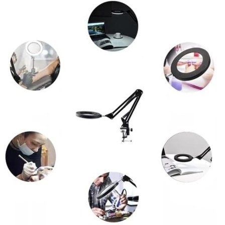 Pöytävalaisin Suurennuslasilla ja Kiinnikkeellä - LED Pöytälamppu—pa