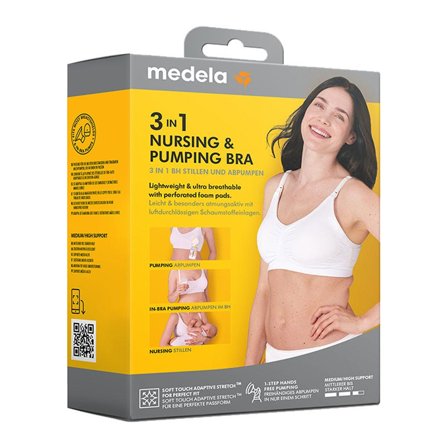 Medela 3-i-1-BH for amming og pumping, hvit størrelse S, 1 stk