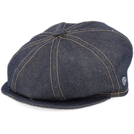 CTH Ericson - Black flatcap Czapka Z Daszkiem - Gustav Organic Denim Black Snap Cap @ Hatstore