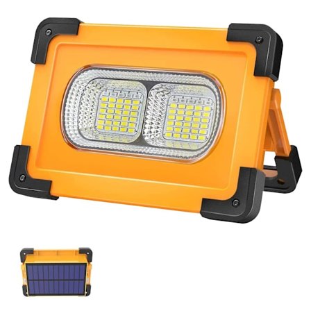 80W Genopladelig LED-Overlygte med 4 Tilstande Super Lys Arbejdslys Bærbar LED-Spotlight med Solpanel Arbejdslys til Byggeplads, Camping, Fiskeri
