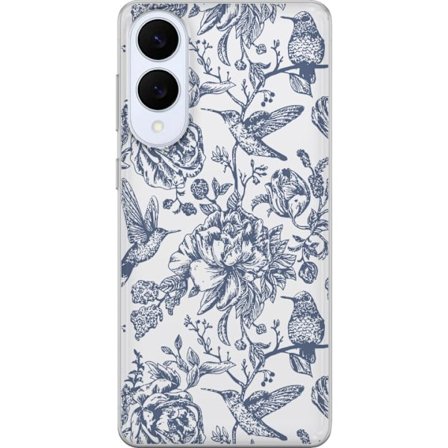 Kompatibel Mobilcover til Samsung Galaxy S25 Edge Blomster & Fugle - Romantisk Vintage-stil Mønster