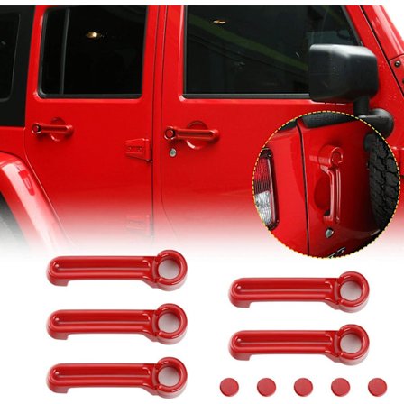 Rött Dörrhandtag och Bakluckeskydd Kit för Jeep Wrangler JK 2007-2018 / Jeep Liberty 2008-2012 / Dodge Nitro 2007-2