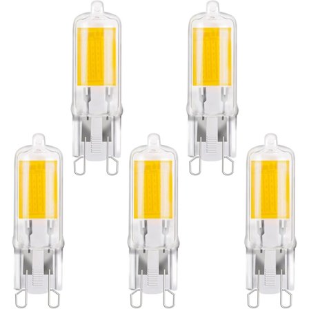 G9 LED-lampa 2W Naturvit 4000K COB LED 250LM Motsvarande 25W Halogen G9-lampa, G9 LED-kapsellampa JC-typ, Ej dimbar, 5-pack [Energiklass E]