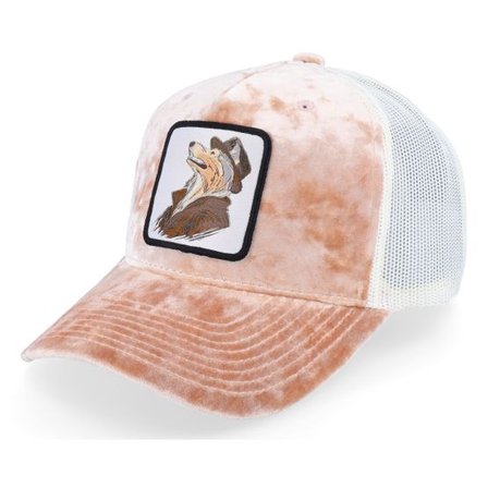Iconic - Rosa trucker Keps - Shetland Sheepdog Patch Velvet Peach Trucker @ Hatstore