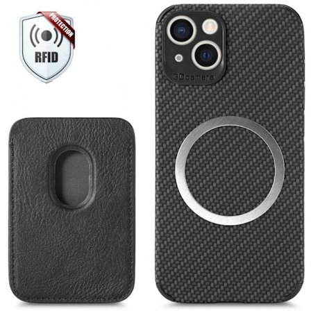 iPhone 15 Stöttåligt skal med Magnetisk Korthållare Magsafe RFID