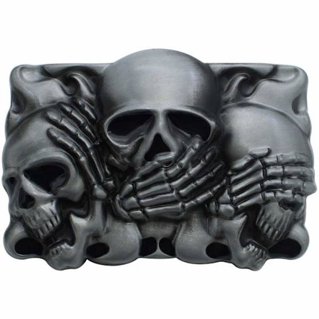 Cowboy Skull Belt Buckle Rock Punk Belt Buckle Replacement Metal 3D Death Skull Vintage Belt Buckle Cool Jeans Accessory for Men Women - Silver Black