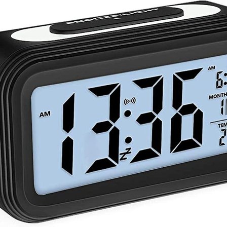 Digitalt vækkeur, elektronisk vækkeur med datovisning, batteridrevet