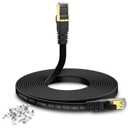Cat 8 Flat Ethernet-kabel 10m Internett LAN-kabel med ledningsklemme 40gbps 2000mhz Høyhastighets nettverkspatchkabel SSTP Ethernet-kabel