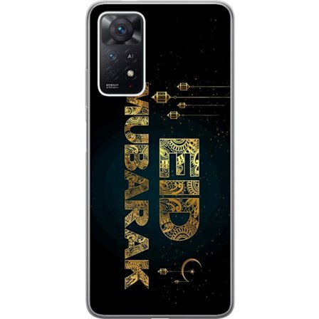 Yhteensopiva Puhelinkuori Xiaomi Redmi Note 11 Pro Kultainen ramadan-aiheinen motiivi, jossa on koristeellista typografiaa, lyhtyjä, puolikuu ja täh
