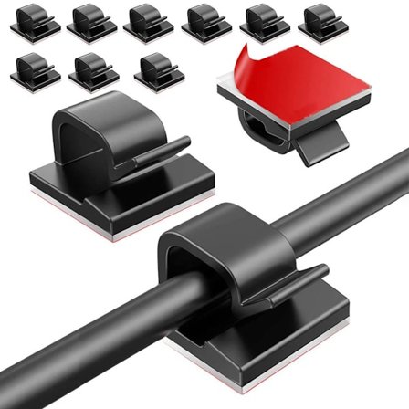 50 stykker (svarte) kabelklips, selvklebende kabelklips utendørs