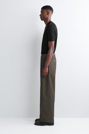 COS Herringbone Relaxed-Fit Wide-Leg Trousers in Brązowy