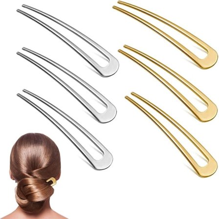 Enkel metalhårnål, 6 stk. formet hårnål, metalhårnål