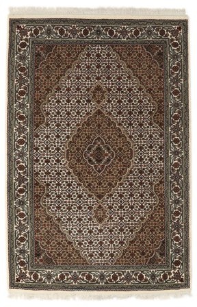 122X185 Tapis D'orient Tabriz Royal Noir/Marron (Laine, Inde)