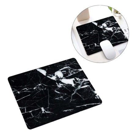 Mjuk Musmatta med Tryck Svart Marmor 21x26cm