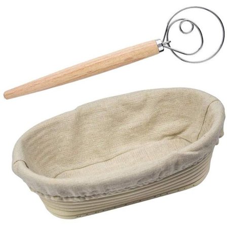 Oval läcksäker korg degpåse rotting skyddande skål med 13 tums dansk degblandare