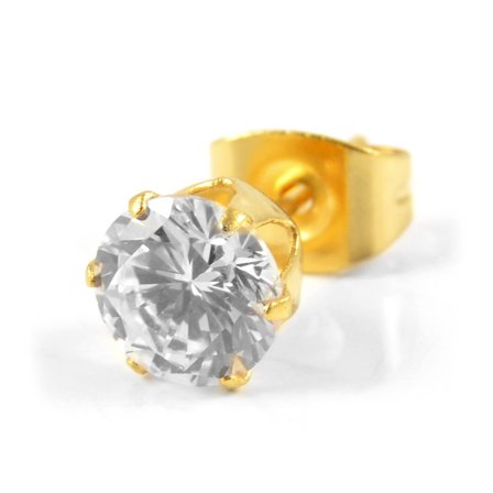 8mm Gold-Tone Round Zirconia Earring for Men - Stud earrings