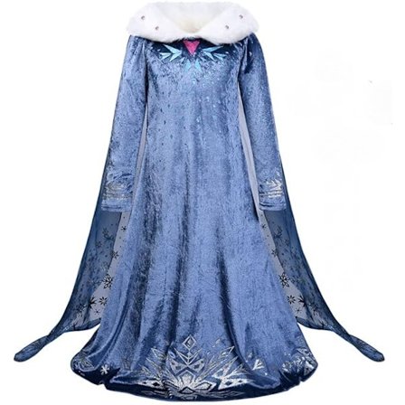 Jenter Fancy Prinsessekostyme, Snødronning Fancy Festkjole Elsa Fancy Kjole for Jenter, Elsa Kjole Prinsessekostyme Kjole med Kappe,