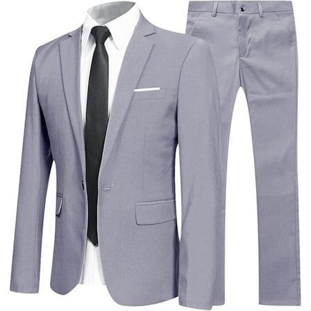 Herre Slim Fit 2-delt Dressjakkesett, Jakke, Bukser
