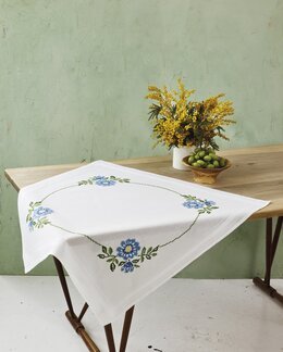 Broderikit Dug Blå blomster - Permin