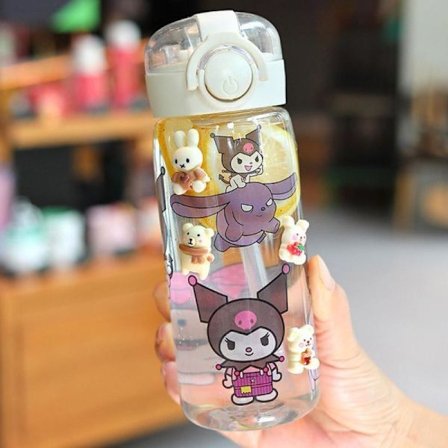 Kuromi Melody Vattenflaska Y2k 400ml Cinnamoroll Vattendekoration Rumstillbehör Flaska Mugg Kawaii G3j3 blå 400ml