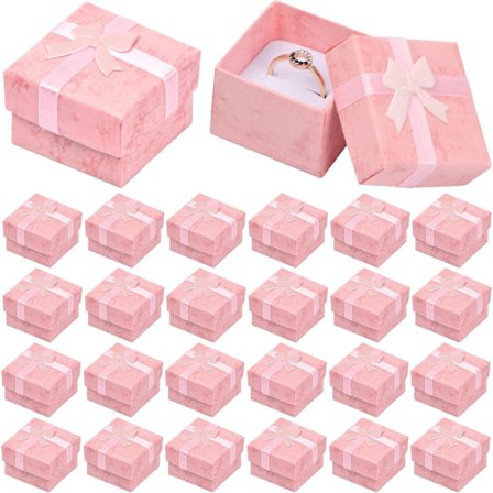 24 stk, 4x4x3cm Liten smykkeskrin, Ringeske, Kartong Smykker Gaveeske, Firkantede Gaveesker, Smykkeskrin Etui for Anheng, Øredobber, Halskjede Rin