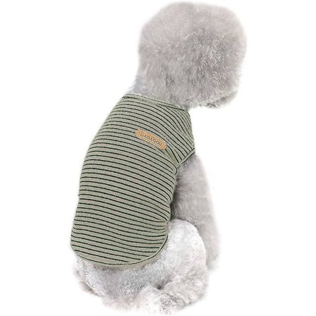 Stripete Hund T-skjorte, 94% Bomull Basic Ermeløs Kjæledyrklær, Myk Pustende Sommer Hund