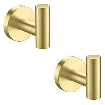 Kylpyhuoneen pyyhekoukkuja, 2 kpl seinäkiinnitettävää pyyhehyllyä, kultaiset seinäkiinnitettävät kylpytakki-koukut, ruostumattomasta teräksestä 