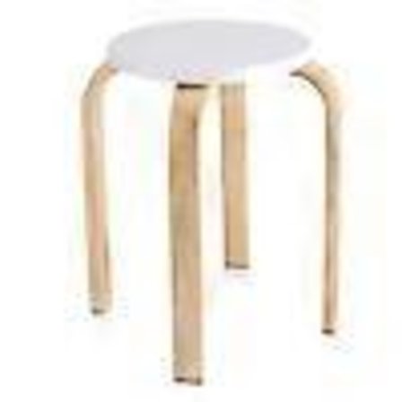 Træskammel Bøjet Træ Stabelbar Stol med Skridsikker Måtte til Boligindretning Børneværelse (Hvid)_max