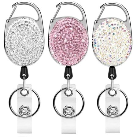 Nøkkelring uttrekkbar 3 stk ID-kort JoJo, uttrekkbar ID-kortholder nøkkelring nøkkelbrikke forlengbar for nøkler, kortholder ID-brikke holder