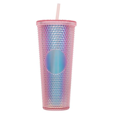 710 ml plastmugg med lock och sugrör, återanvändbar iskaffekopp