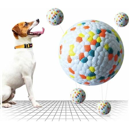 Hunde bold, gummibold til hund, uforgængelig hundebold, hårdt tyggegummilegetøj, rene tænder, leg, træning (1 gul prik)