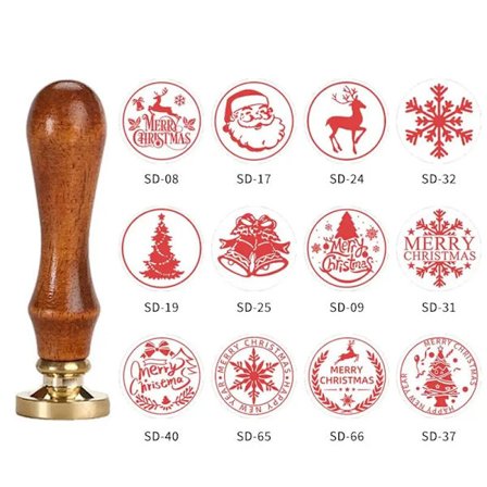 2pcs/Set Christmas Series Seal Stamp Copper Head With Wooden Handle Seal Fire Lacquer Envelope Decor Wedding Party Invitations