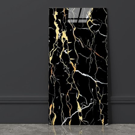 Sæt med 6 selvklæbende, elastiske PVC-vægpaneler, marmorlook, vægdekoration, tykkelse 2 mm