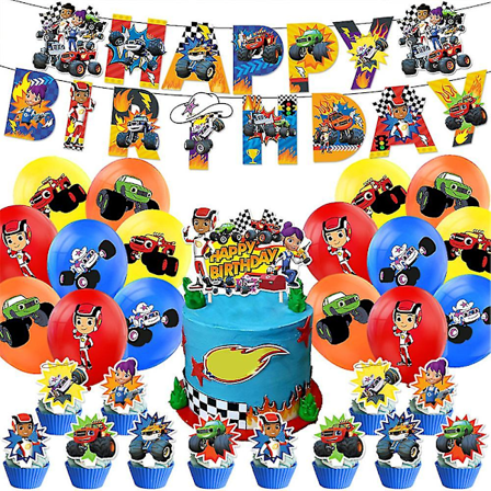 Blaze ja Monsterikoneet -teemajuhlat Tarvikkeet Koristeet Ilmapallot Kakunkoristeet Bannerit Setit