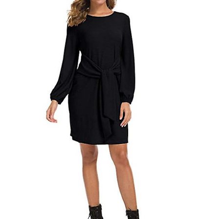 Bomullsklänning för kvinnor, elegant tröjklänning med rund krage, vinterklänning