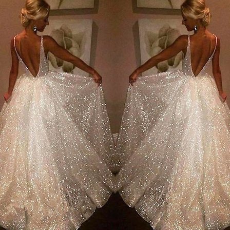 Tre Lag Rygløs Kjole Blonde Dyb V-hals Havfrue Brudekjoler Brud