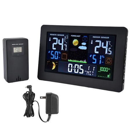 Digital Farve Vejrstation Multi Data Display Baggrundsbelyst Store Tal Termometer Ur til Hjemmekontor US