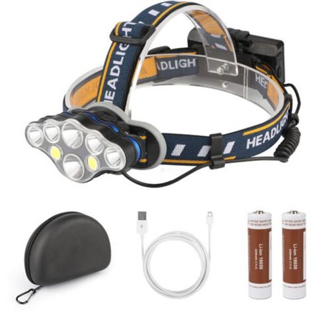 Betterlife pannlampa, 8 LED 18000 lumen USB-uppladdningsbar LED-pannlampa, kraftfull vattentät pannlampa för camping, klättring, jakt, fiske