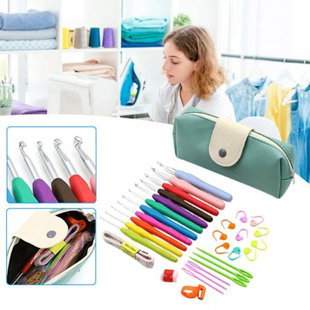 Set med påse 30 ST Stickor Syverktyg inklusive plastnålar Stickmått & måttband