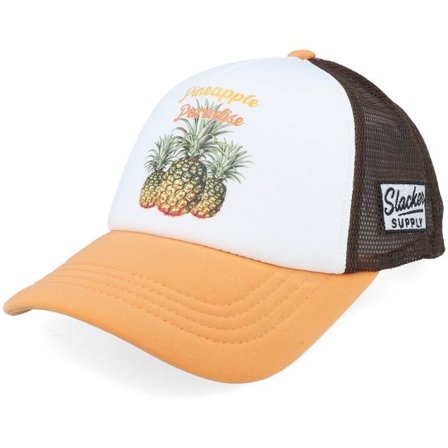 Slacker Supply - Svart trucker Keps - Pineapple Paradise Foam Chocolate/Amber Vintage Trucker @ Hatstore