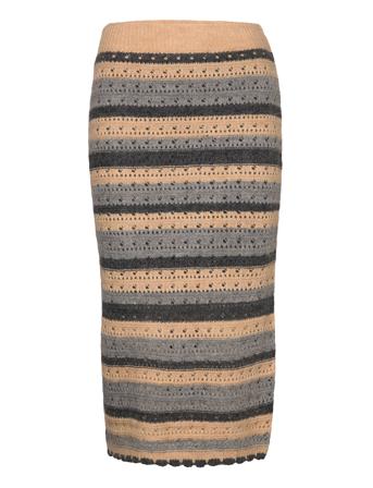 Objsaro Hw Knit Skirt 130 Object Beige