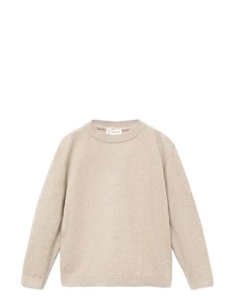 Knitted Sweater With Ribbed Details Mango Beige