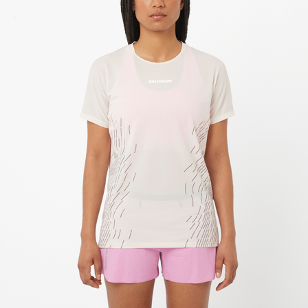 Salomon - Women's T-shirt Sense Aero Ss Tee Gfx W - Whisper White / White